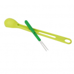 Yousheng 2-in-1 Slotted Spoon Fork Dishwasher Safe Long Handle Colander with Fork Easy to Clean Leaky Spoon Set for Kitchen Olives Cans Pickle roheline