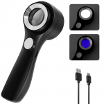 Juveliiride luup 60X USB-taaslaetav m&uuml;ndiluup reguleeritava heledusega juveliiride suurendusklaasist k&auml;eshoitav luup 60X must