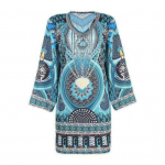 Naiste suvekleit Retro etnilise stiiliga printimine pikkade varrukatega V-kaelusega, pehme hingav avar p&otilde;lvepikkusega vabaaja daami igap&auml;evane midikleit L ts&uuml;aan