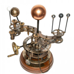 Antiikne vintage messingist Orrery p&auml;ikeses&uuml;steem P&auml;ike Maa Kuu raba puidust alusega