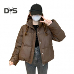 Naiste talvine puuvillane mantel taskutega, p&uuml;kskraega, pikkade varrukatega, &uuml;hev&auml;rviline, kerge, paksendatud ja soe &uuml;ler&otilde;ivas M roheline