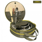 Picnic set (dishes for 4 people + frying pan 40 cm + bag for 2 compartments). A gift set for active recreation. roheline