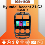 Autoraadio Android Auto Carplay Hyundai Accent 2 LC2 1999-2012 jaoks Multimeediapleier Peak Unit Stereo GPS-navigatsioon BT WIFI 1+16GB 1+16GB