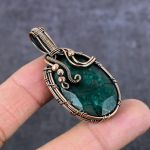 Emerald(Simulated) Gemstone Copper Wire Wrap Jewelry Pendant 2.17 j8p63