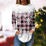 Women's Round neck Hooded Loose Long-sleeved Tops Casual Tops Home Leisure Pajamas Tops S roosa