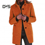 Naiste talvemantel &Uuml;herealine Retro kaelus, pikad varrukad, n&ouml;&ouml;bid, kardigan, keskmise pikkusega kevadine s&uuml;gis, v&auml;livillane mantel M