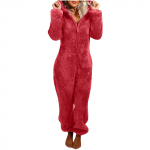 Fashion Onesies Fliisist magamisriided Suures suuruses kapuutsiga naiste pidžaamad t&auml;iskasvanutele talveks, soojad pidžaamad naistele S punane