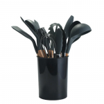 12 tk Premium silikoonist k&ouml;&ouml;giriistad ergonoomiliste puidust k&auml;epidemetega Lihtne toiduvalmistamine mittenakkuvad k&ouml;&ouml;gitarbed.