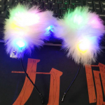 Light up Furry Ears Headband 3 Lighting Modes Hairband for Wedding Children Adults Warm Light
