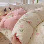 Neljaosaline komplekt, pestud puuvillane voodilina, tekikott, &uuml;hiselamu kolmeosaline komplekt 1.8m bed