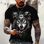 Hundi T-s&auml;rk 3D digitaalse loomade prindiga Graafiline camisa hombre Causal Tees L&uuml;hikesed varrukad Mugavad pullover Topid Meeste riided S