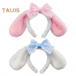 2 tk T&uuml;drukute peapaelad pitsiga Bowknot Pl&uuml;&uuml;sist looma pikad k&otilde;rvad Decor Peapaela kost&uuml;&uuml;m J&otilde;ulupidude kohevad juuksed Aksessuaarid valge/roosa