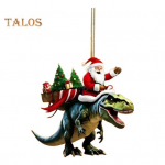 J&otilde;uluripats J&otilde;uluvana dinosauruse ornamendil 2D lame akr&uuml;&uuml;list rippuv kaunistus j&otilde;ulupuu mantelkaunistuseks Santa Claus