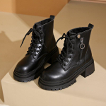 Moodne Pluss suurus 42 Uued Naiste pahkluupikad mustad saapad S&uuml;gis Talv Platvormil T&otilde;mblukuga Naiste Punk Saapad Paks Tald Paelad Combat Booties 2024 35 must