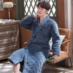Paks kolmekihiline soe talvehommikumantel meeste pehme flanellist tepitud pikk kimono vannimantel Meeste hommikumantel meeste korallifliisist hommikumantel 3XL