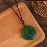 Klassikaline roheline ripats Jade kaelakee mood v&otilde;lu ehted nikerdatud &otilde;nnistus &otilde;nnelik amulett kingitused A2