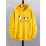 Cartoon Duck Print meeste kapuuts, graafiline kapuuts k&auml;ngurutaskuga, mugav avar ja trendikas n&ouml;&ouml;riga kapuutsiga pullover S