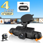 Auto DVR 4 kaamera videosalvesti Black Box 360 Dash Cam eesmine vasak parem tahavaatekaamera &ouml;&ouml;n&auml;gemissilmus Salvestab auto lisatarvikud 4Ch DVR 0G