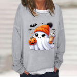 Naiste vabaaja moe vintage tr&uuml;kitud pikkade varrukatega O-kaelusega kampsun, kihiline pullover XL