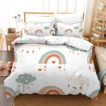 Vikerkaar Tekikott Komplekt S&uuml;da Armastus Voodipesu Komplekt Mikrokiud V&auml;rvilised Vikerkaare Pilved Tekikate &Uuml;heinimese Kuninga Suurus Lastele T&uuml;drukutele 70x133cm 2pcs