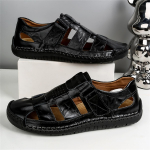 TUINANLE Suvekingad Meeste sandaalid Nahast libisemiskindlad sandaalid Meeste jalatsid Rannajalatsid 43 must