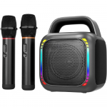 Karaokemasin 2 juhtmevaba mikrofoni, 5.0 Bluetooth 50W k&otilde;lariga t&auml;iskasvanutele ja lastele, k&auml;epide ja RGB tuled, toetab TF-kaarti/USB/Aux In/TWS