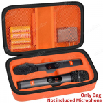 Juhtmevaba mikrofoni &uuml;mbris JBL PartyBox juhtmevaba kahe mikrofoni s&uuml;steemi laulmiseks karaoke jaoks, kahe mikrofoniga k&auml;eshoitav reisikott hoiustamiseks oranž