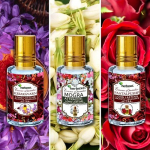 Attar parf&uuml;&uuml;mi&otilde;li kolmikpakend Looduslikud l&otilde;hnad Safrani, Mogra ja Roosiga Attar kolmikpakend (Kesar, Mogra, Roos)