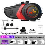 LX3 Helmet Bluetooth-peakomplekt 1200MAH mootorratta BT5.0 juhtmevaba k&auml;ed-vabad k&otilde;ne Stereo-ummistumisevastane veekindel valguspeakomplekt punane