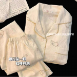 Prindi lilleline naiste pidžaama magamisriiete komplekt Pehmed, mugavad pikkade varrukatega topid p&uuml;kstega Pidžaama 2-osaline pesu Naiste kodu&uuml;likond L