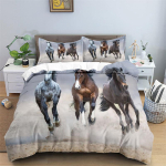 Hobuse tekikoti komplekt lastele V&auml;ikelastele Taluloomade Muster Voodipesu Komplekt Poistele T&uuml;drukutele 3-osaline Talumaja Cowboy Tekikoti Komplekt EU single(135x200cm) gray