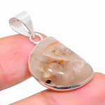Golden Rutile Handmade 925 Sterling Silver Gift Jewelry Pendant 1.34 i1t11