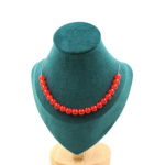Pierres et Min&eacute;raux. Collier 20 perles Calc&eacute;doine rouge 8 mm. Chaine en acier inoxydable Collier femmes, hommes. Taille personnalis