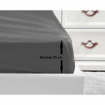 Lovely home drap housse 100% coton 90x190x25 cm gris fonc&eacute;