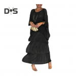 &Otilde;htukleit kihiline laialivalguv koogi&auml;&auml;r, poolvarrukad Maxi kleit nahkhiire varrukad kottis &uuml;mara kaelusega &scaron;ifoonkleit peo&otilde;htuks XL roheline