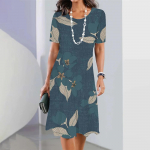 Kleit Mood Naine Suvi Valge Tr&uuml;kiga O-kaelusega L&uuml;hikeste varrukatega Suvekleidid Vabaaja Vestidos Lahtine Maksikleit Elegantne Naistele 4XL