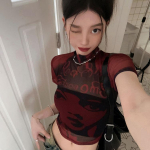 Naiste Y2K gooti grunge T-s&auml;rgid T&auml;navar&otilde;ivad Hip Hop Crop Topid Punk vabaaja T-s&auml;rgid Korea stiilis naiste riided S