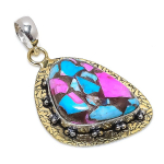 Kingsmine Spiny Oyster 925 Sterling Silver Jewelry Two Tone Pendant 2.25 p6c71