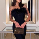 2025 Euroopa ja Ameerika sulgedega tuubkleit - &Scaron;ikk kevadstiil XL must