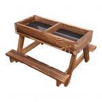 Kana piknikulaud K&auml;sitsi valmistatud j&auml;&auml;tmeteta kana s&ouml;&ouml;tja ja jootja puidust Coop