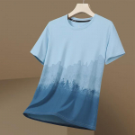 Meeste gradiendiga kiirelt kuivav j&auml;&auml;siidist v&otilde;rk T-s&auml;rk, l&uuml;hikeste varrukatega, hingav 2023. aasta suve trend. 2XL helesinine v&auml;rv