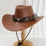 Unisex Vintage Kunstnahast L&auml;&auml;ne Kauboi K&uuml;bar V&auml;ljas H&auml;rrasmees Cowgirl Dž&auml;ss M&uuml;ts Sombrero Hombre khaki