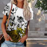 Naiste suvine lilleprindiga T-s&auml;rk, retro stiilis l&uuml;hikeste varrukatega t-s&auml;rgid, vabaaja tr&uuml;kitud topid XS sinine