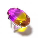 Bi-Color Tourmaline Handmade 925 Sterling Silver Jewelry Ring Size 9 e7h94