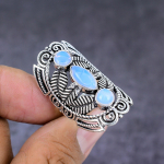 Milky Opal Handmade 925 Sterling Silver Gift Jewelry Ring Size 9 l3n84