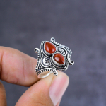 Orange Carnelian Handmade 925 Sterling Silver Ring Size 8.5 Gift For Her h7c44