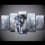 Modulaarne l&otilde;uend HD-prindid plakati seinakunst 5 t&uuml;kki valge suitsuhundi maal elutoa jaoks Kodukaunistus Loomade pildiraam Ilma raamita 20x35cm*2 20x45cm*2 20x55cm*1