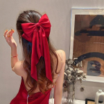 Korea Elegantne Streamer Suur Vibu Lint Juukseklamber Naistele Mood Tahke Satiin Hobusesaba Vibu Juuksen&otilde;el T&uuml;drukute Juukseaksessuaarid must