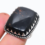 Natural Mahogany Obsidian Gemstone 925 Sterling Silver Jewelry Ring Size 7 g0m69