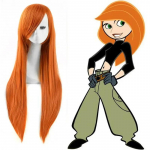 Anime Kim Possible Cosplay Parukid Oranžid Sirged Pikad S&uuml;nteetilised T&auml;ispaukudega Anime Kost&uuml;&uuml;mi Parukad 65cm oranž